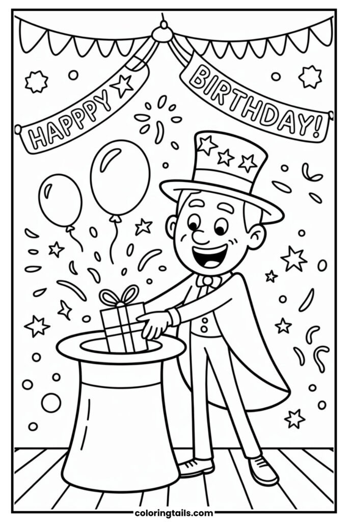 A magician pulling birthday surprises out of a hat.