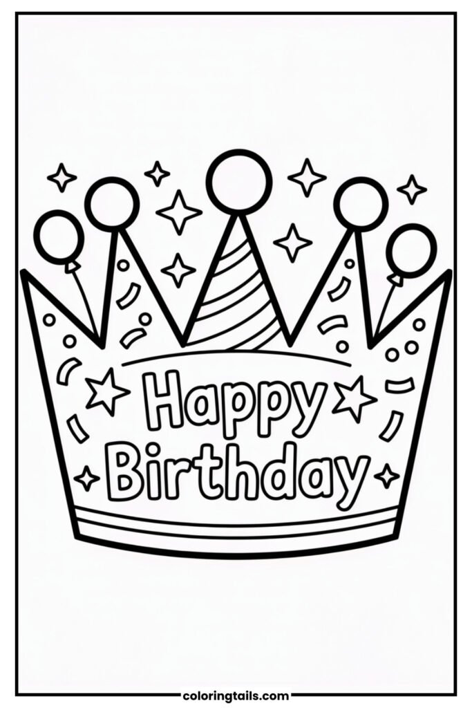 A page with a cut-out birthday crown to color and wear.