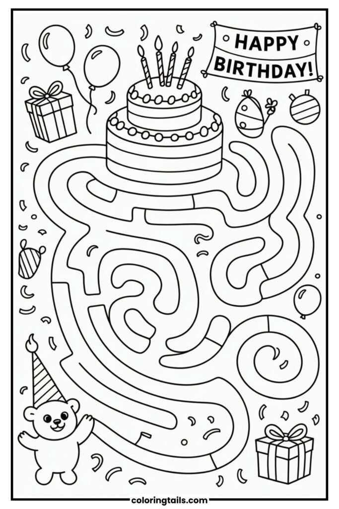 A maze with a gift or cake as the goal.