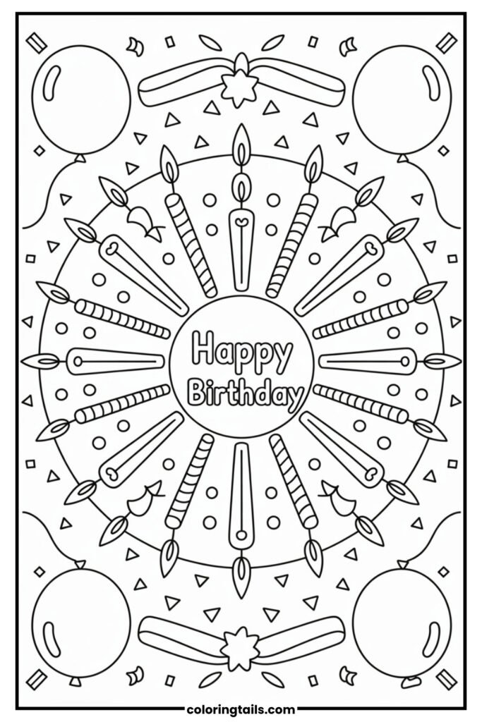 A mandala made of candles, stars and party icons.